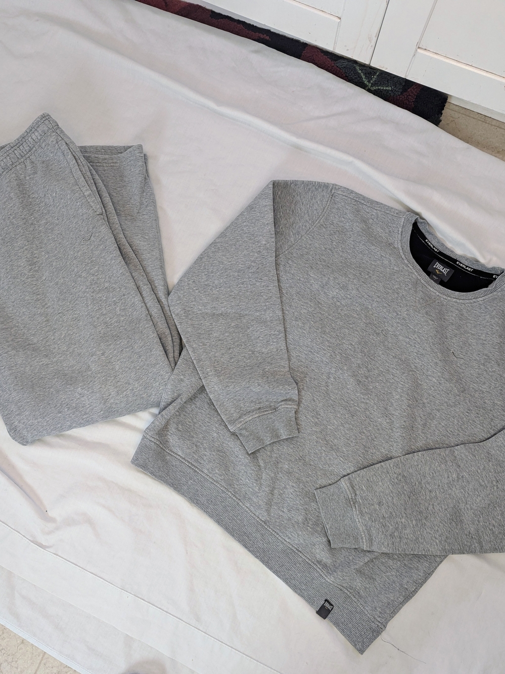 Vintage Y2K Everlast Men's Matching Sweatsuit L Pants Sweatshirt Light Grey